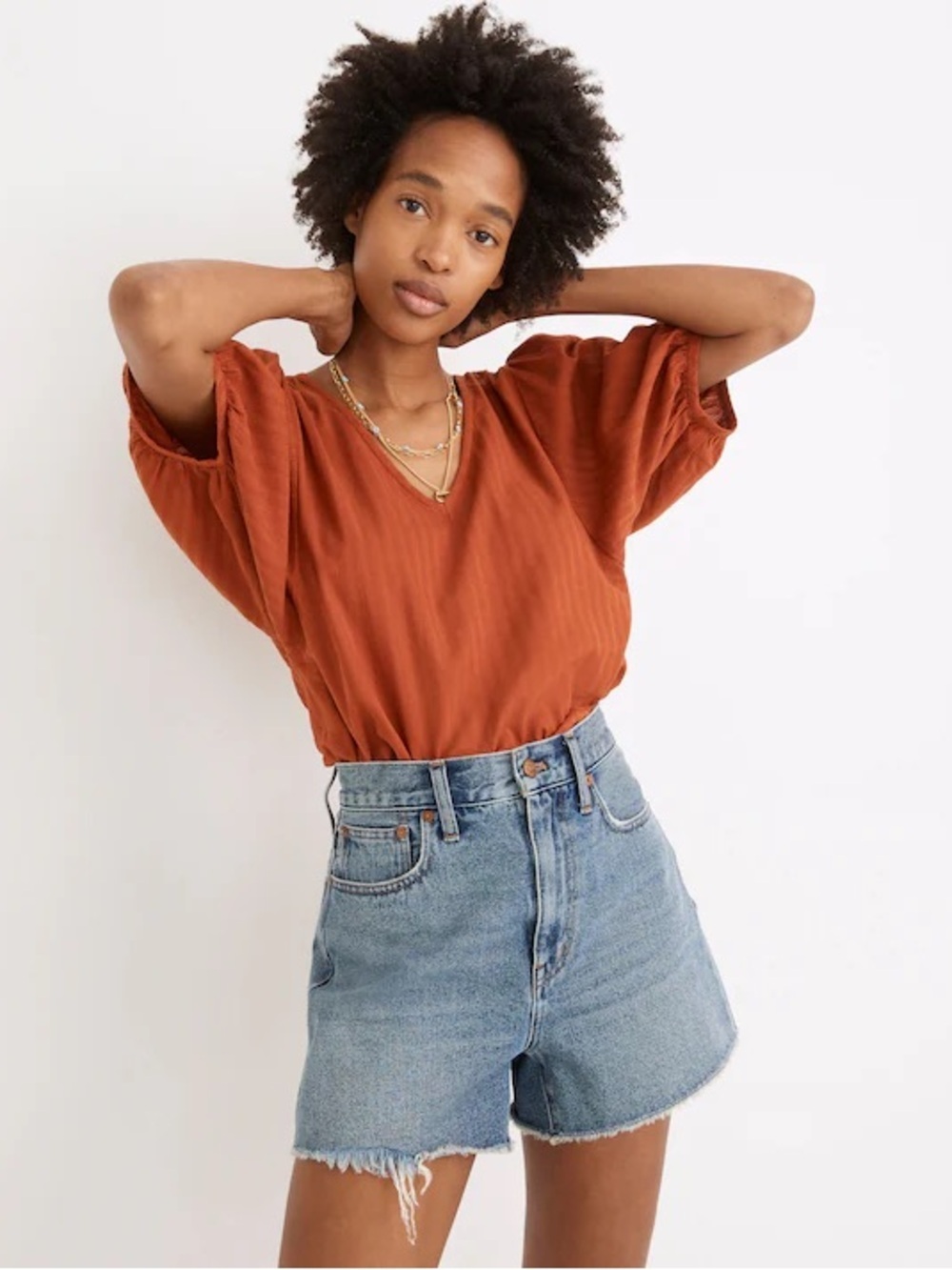 Madewell Super High Rise Denim Shorts A-Line Raw Hem Size 23